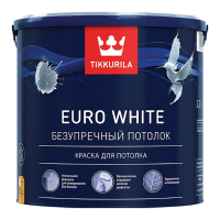 TIKKURILA EURO WHITE краска для потолка, безупречный потолок, глубокоматовая, белая (9л)