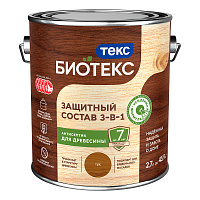 ТЕКС БИОТЕКС защитный состав 3 в 1 для древесины, для наружных работ, тик (2,7л)