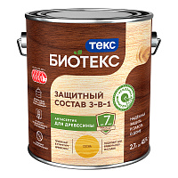 ТЕКС БИОТЕКС защитный состав 3 в 1 для древесины, для наружных работ, сосна (2,7л)