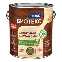ТЕКС БИОТЕКС защитный состав 3 в 1 для древесины, для наружных работ, бесцветный (2,7л)