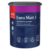 TIKKIVALA (TIKKURILA) EURO MATT 3 краска для стен и потолков, абсолютно матовая, база C (0,9л)