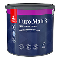 TIKKIVALA (TIKKURILA) EURO MATT 3 краска для стен и потолков, абсолютно матовая, база C (2,7л)