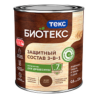 ТЕКС БИОТЕКС защитный состав 3 в 1 для древесины для наружных работ, лесной каштан (0,8л)