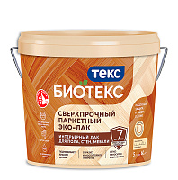 ТЕКС BIOTEKS ЭКО-ЛАК сверхпрочный для паркета,камня,кирпича,обоев на акрил.основе, глянцевый (5л)