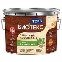 ТЕКС BIOTEKS защитный состав 2-в-1, для наружных работ, махагон (9л) ТЕКС BIOTEKS защитный состав 2-в-1, для наружных работ, махагон (9л)