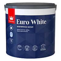 TIKKIVALA (TIKKURILA) EURO WHITE краска для потолка, безупречный потолок, гл/мат, белая (2,7л)