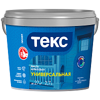 ТЕКС ПРОФИ АКРИЛОВАЯ УНИВЕРСАЛЬНАЯ эмаль водоразбавляемая, матовая, белая (2,7л) ТЕКС ПРОФИ АКРИЛОВАЯ УНИВЕРСАЛЬНАЯ эмаль водоразбавляемая, матовая, белая (2,7л)