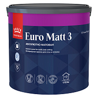 TIKKIVALA (TIKKURILA) EURO MATT 3 краска для стен и потолков, абсолютно матовая, база C (2,7л)