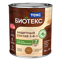 ТЕКС БИОТЕКС защитный состав 3 в 1 для древесины, для наружных работ, орех (0,8л)