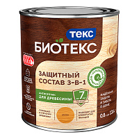 ТЕКС БИОТЕКС защитный состав 3 в 1 для древесины, для наружных работ, орегон (0,8л)
